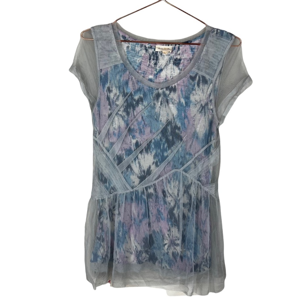 Anthropologie Meadow Rue Dahlia Tulle Layered Top Pastel Colors Size Medium